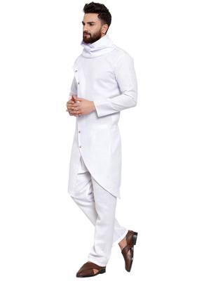 Designer White Linen Kurta Pajama  5
