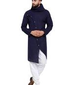 Designer Navy Blue Linen Kurta Pajama