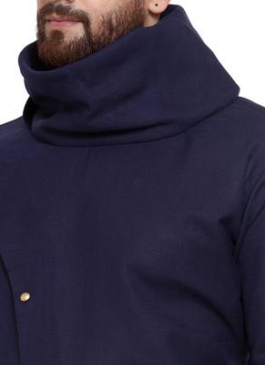 Designer Navy Blue Linen Kurta Pajama 2