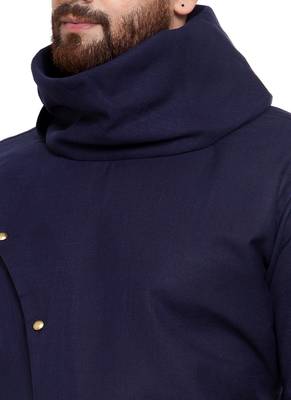 Designer Navy Blue Linen Kurta Pajama 2
