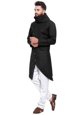 Designer Black Linen Kurta Pajama 5