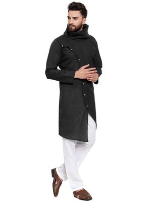 Designer Black Linen Kurta Pajama 3