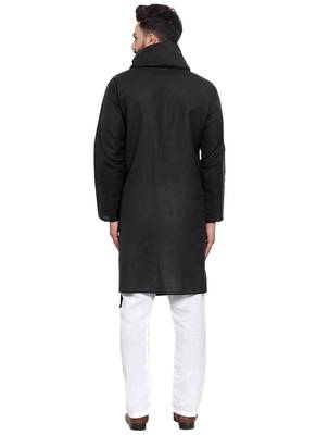 Designer Black Linen Kurta Pajama 4