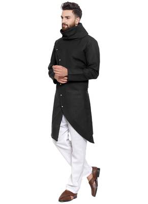 Designer Black Linen Kurta Pajama 5