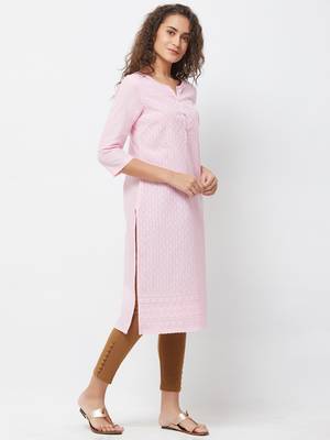 Pink embroidered cotton kurtas-and-kurtis 3