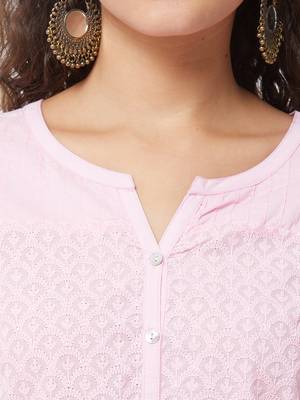 Pink embroidered cotton kurtas-and-kurtis 4