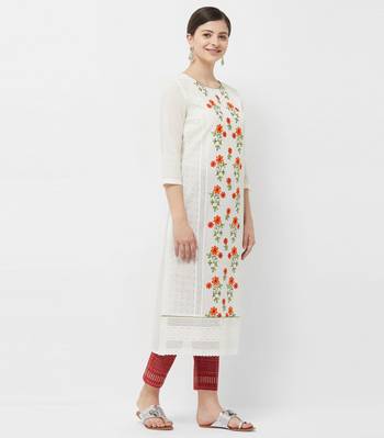 Cream embroidered cotton kurtas-and-kurtis 2