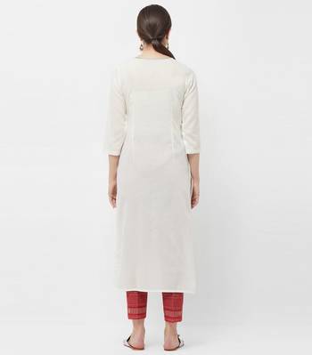 Cream embroidered cotton kurtas-and-kurtis 3