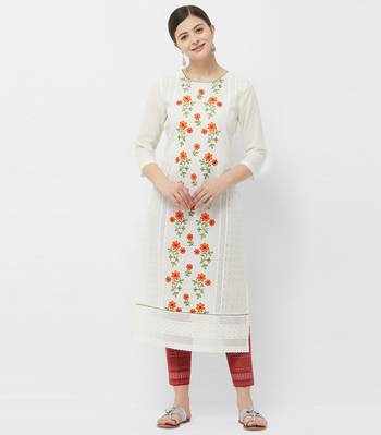Cream embroidered cotton kurtas-and-kurtis 4