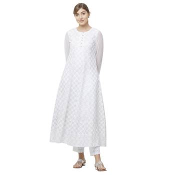 White embroidered georgette kurtas-and-kurtis 1