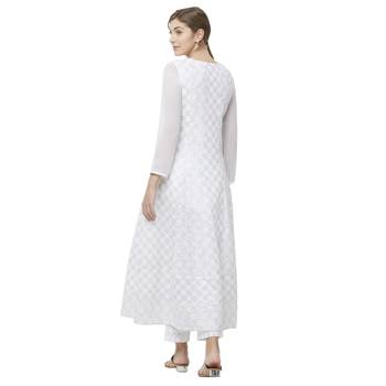 White embroidered georgette kurtas-and-kurtis 3