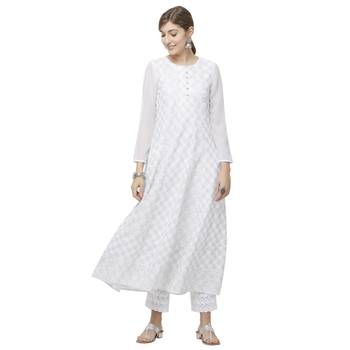 White embroidered georgette kurtas-and-kurtis 4