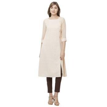 Beige embroidered georgette kurtas-and-kurtis 1