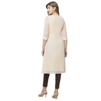 Beige embroidered georgette kurtas-and-kurtis 3
