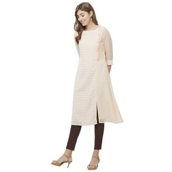 Beige embroidered georgette kurtas-and-kurtis 4