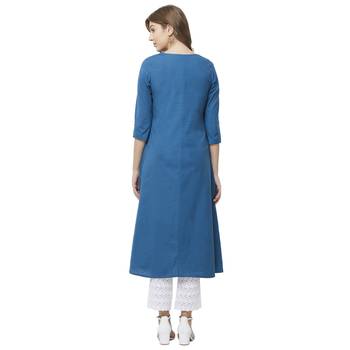 Blue embroidered cotton kurtas-and-kurtis 3