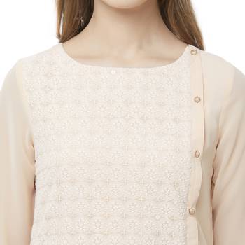 Beige embroidered georgette kurtas-and-kurtis 5