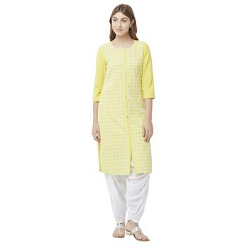 Yellow embroidered viscose kurtas-and-kurtis 1