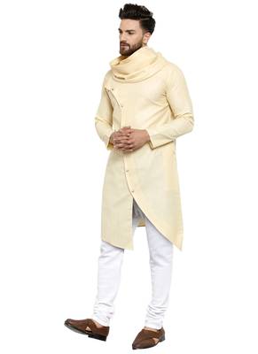 Designer Beige Linen Kurta Pajama  3