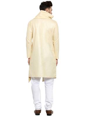 Designer Beige Linen Kurta Pajama  4