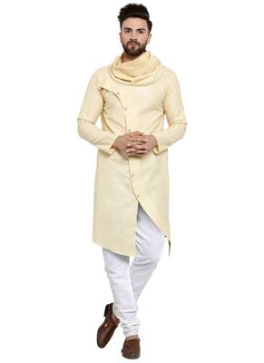 Designer Beige Linen Kurta Pajama  5