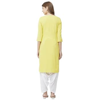 Yellow embroidered viscose kurtas-and-kurtis 3