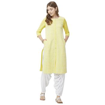 Yellow embroidered viscose kurtas-and-kurtis 4