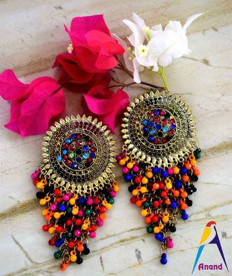 Afghani german golden traditional party wear stylish latest design dangler jhumki earrings for women and girls 1