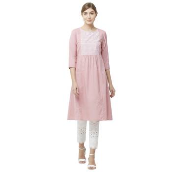 Pink embroidered rayon kurtas-and-kurtis 1