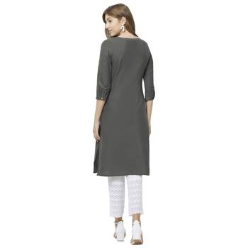 Grey embroidered cotton kurtas-and-kurtis 3