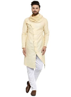 Designer Beige Linen Kurta Pajama  1