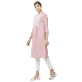 Pink embroidered rayon kurtas-and-kurtis 2