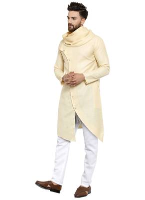 Designer Beige Linen Kurta Pajama  3