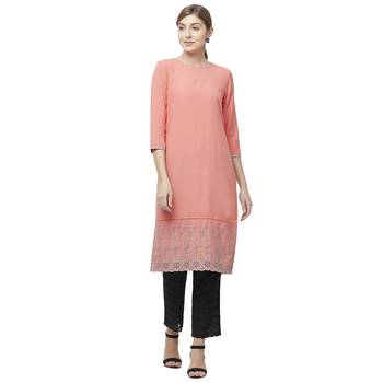 Coral embroidered viscose kurtas-and-kurtis 1