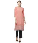 Coral embroidered viscose kurtas-and-kurtis