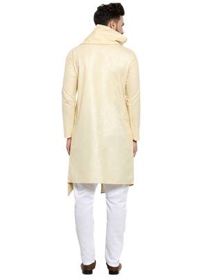 Designer Beige Linen Kurta Pajama  4