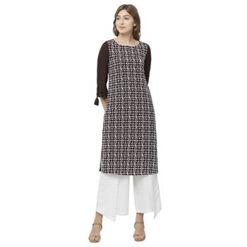 Brown embroidered rayon kurtas-and-kurtis 1
