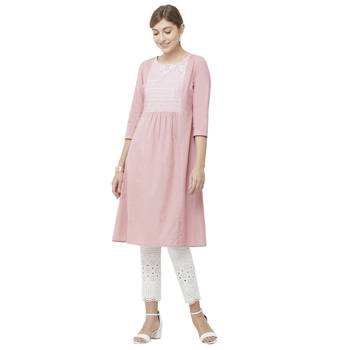 Pink embroidered rayon kurtas-and-kurtis 4