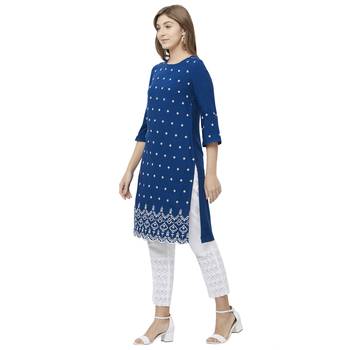 Blue embroidered rayon kurtas-and-kurtis 2