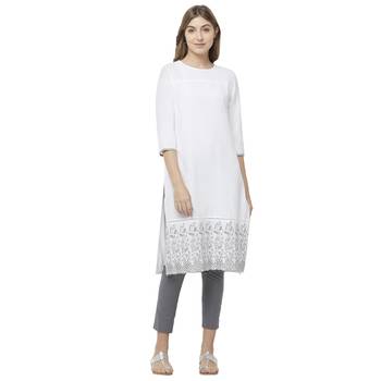White embroidered viscose kurtas-and-kurtis 1