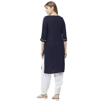 Blue embroidered rayon kurtas-and-kurtis 3