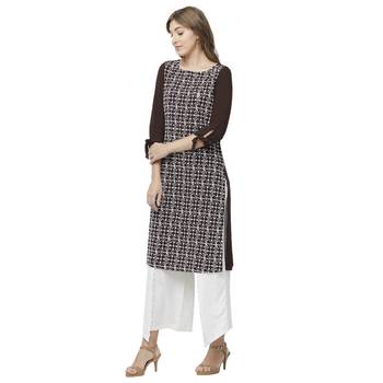 Brown embroidered rayon kurtas-and-kurtis 2