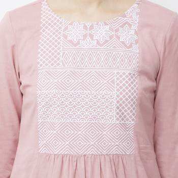 Pink embroidered rayon kurtas-and-kurtis 5