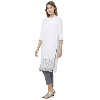 White embroidered viscose kurtas-and-kurtis 2