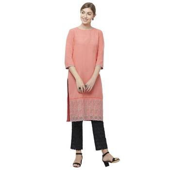 Coral embroidered viscose kurtas-and-kurtis 4