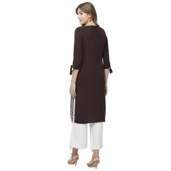 Brown embroidered rayon kurtas-and-kurtis 3