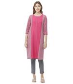 Purple embroidered viscose kurtas-and-kurtis