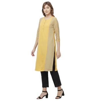 Mustard embroidered viscose kurtas-and-kurtis 2
