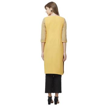 Mustard embroidered viscose kurtas-and-kurtis 3