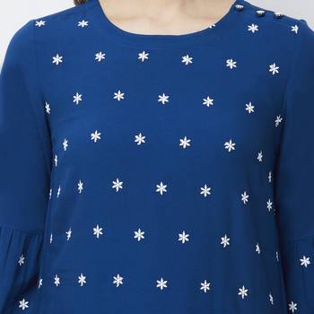 Blue embroidered rayon kurtas-and-kurtis 5